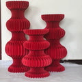 Wholesale Folding Decoration Curved Shape Honeycomb White Paper Roman Column Cake Flower Stand for Wedding