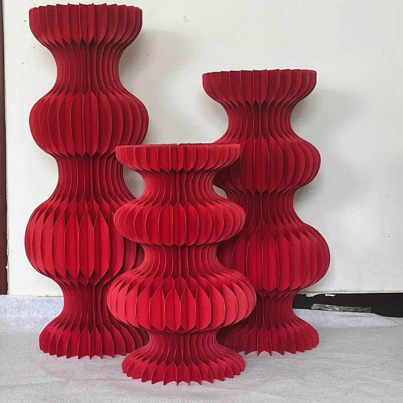 Wholesale Folding Decoration Curved Shape Honeycomb White Paper Roman Column Cake Flower Stand for Wedding