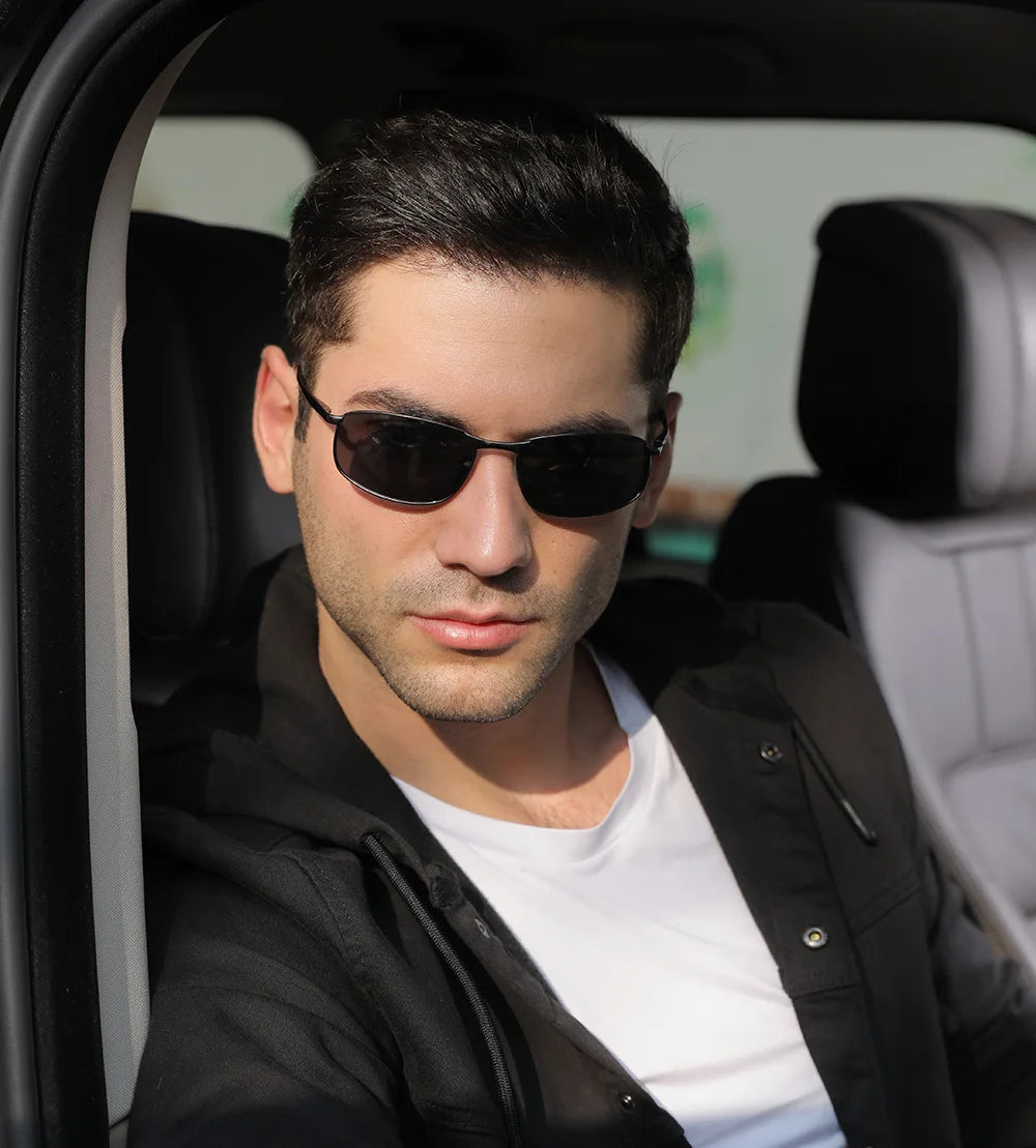 YTSLA 2022 A395 Men's Alloy Square Polarized Sunglasses Custom Logo Night Vision Glasses for Driving and Fishing Wholesale