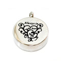 Bigger Ash Chamber Urn Stainless Steel Round Cremation Pendant Always in My Heart Memory Necklace Mom Dad grandma Grandpa Holder