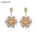 LUOTEEMI Multi Color Beautiful Christmas Earrings for Women Shinning Rainbow Color Flower Earring