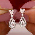 CAOSHI Fashion Heart Shaped Water Drop Design White Crystal Silver/Gold Plated Earrings for Luxury CZ Pendant Earrings for Women