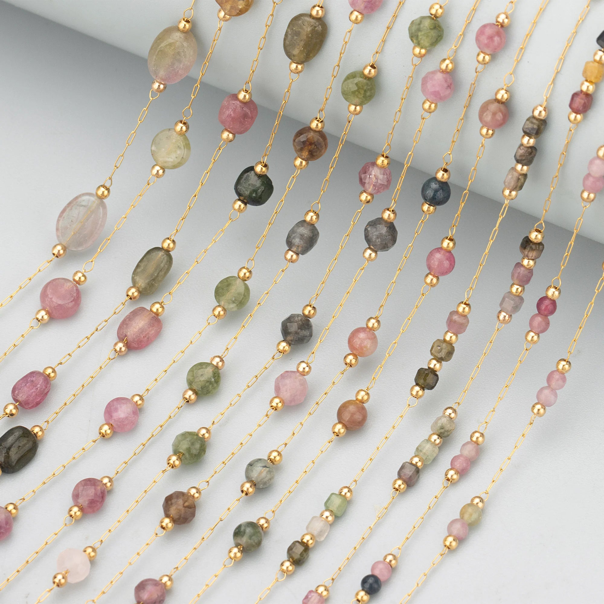 C338 1m/Lot Handmade Chain Natural Stone Nickel-Free Stainless Steel Jewelry Making Findings for DIY Bracelet Necklace
