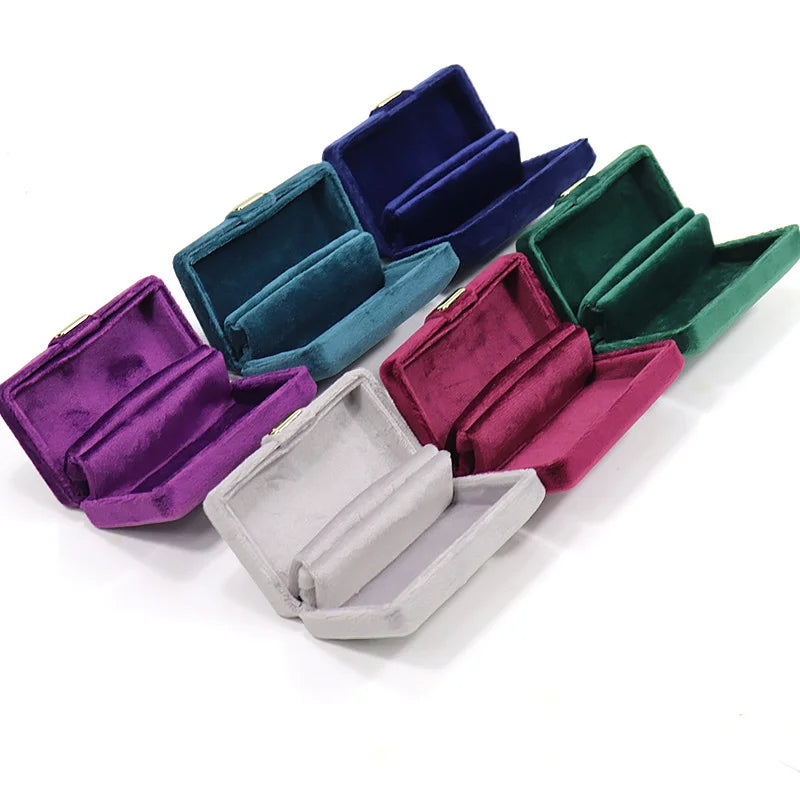 Luxury Small Custom Logo Retro Red Green Blue Velvet Jewelry Necklace Pendant Box Packaging Gift Box