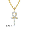 New Arrivals Best Sale Fine Jewelry Gold Plated S925 Sterling Silver 3mm Moissanite Ankh Cross Pendant Necklace for Gifts