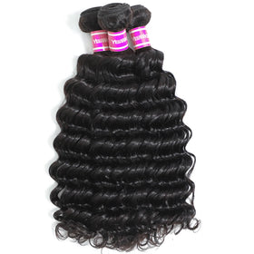 30 40 Inch Deep Wave Bundles Wholesale Mink Brazilian Human Hair Cuticle Aligned Extension Double Weft Full Thick Ends Deep Wave