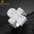 New Men Party Gift 925 Pure Silver Pass Diamond Tester Prong Setting VVS Iced Out Moissanite Christian Cross Ring