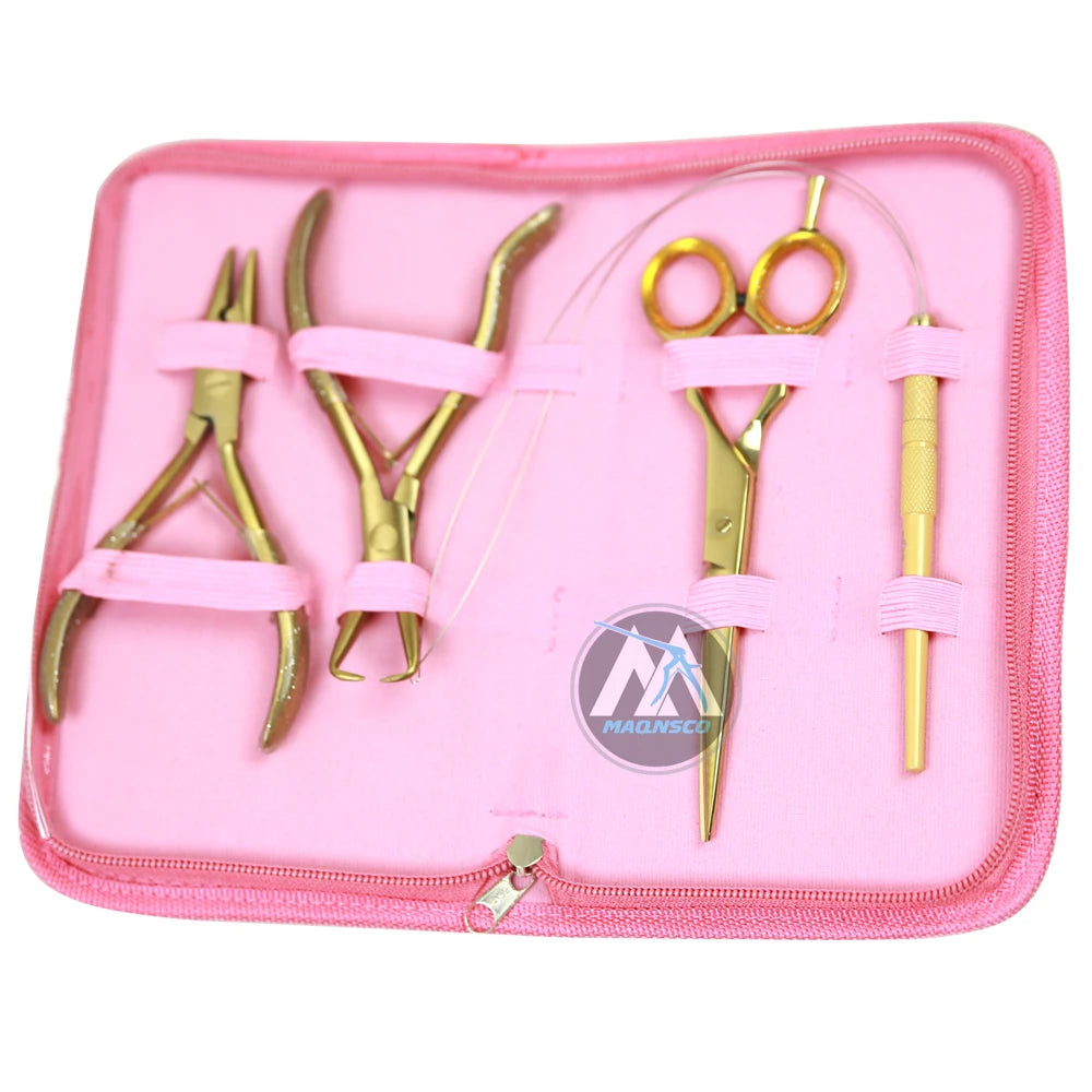 Hair Extension Beading Tool Kit Hair Extensions Micro Link Bead Closer and Remover Pliers and Cutting Scissors Set