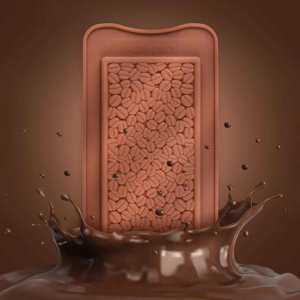 New Design Rectangle Cover Coffee Bean Shape Chocolate Mold Kitchen Easy DIY Candy Baking Accessories