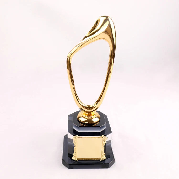 Gold Metal Glass Crystal Plaque Trophy and Award MH-NJ0184