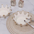 Dual Purpose Nail Art Tools Wholesale White Ceramic Crown Acrylic Nail Art Brush Holder Palette Nail Art Brush Holder
