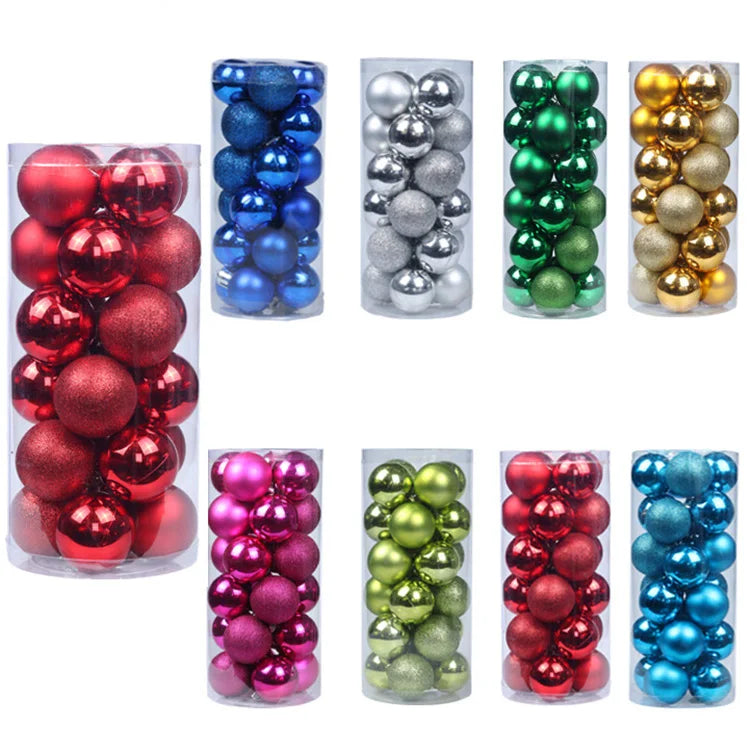 3cm 4cm 6cm 8cm 24pcs Wholesale Custom Electroplating UV Printed Plastic Christmas Baubles