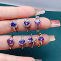 Classic Custom Gold Plated 925 Silver Jewelry Ring Natural Tanzanite Solitaire Oval Cut for Wedding Anniversary Party Engagement