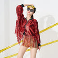 Performance Sequin Fashion Adult Fringe Cardigan Short Nightclub Bar Stage Dress