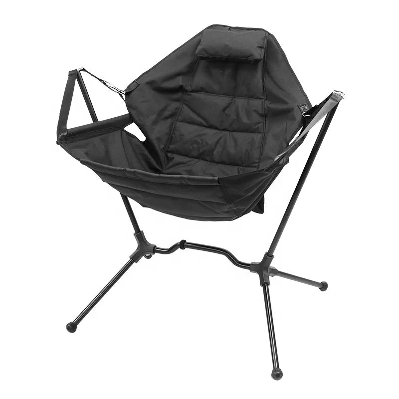 Portable Aluminum Alloy Folding Rocking Chair Lightweight Oxford Hanging Chair for Outdoor Leisure for Picnic Fishing Parks