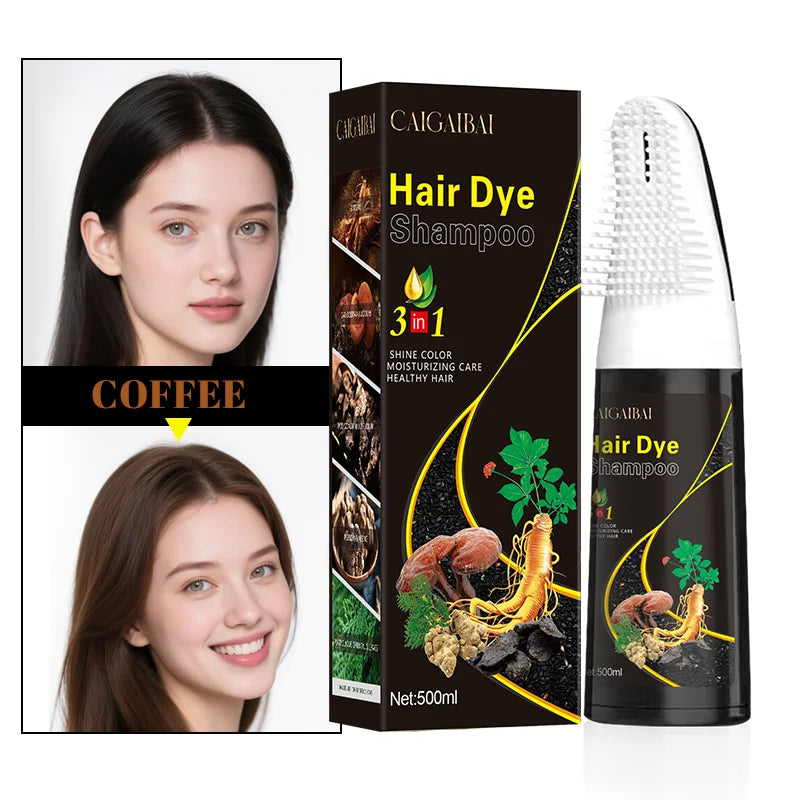 OEM Factory Wholesale Color Dye Product Herbal Natural Cover White Gray Hair Permanent Brown Black Hair Dye Shampoo with Comb MegaBDM