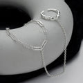 ICEBELA Jewelry Light American Style Handmade S925 Sterling Silver Texture Chain Bracelet and Ring in One Chain Bracelet