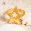 SUMMLY Vintage Wholesale Star-shaped Openwork Geometric18K Gold Plated Stainless Steel Ring Fashion Jewelry Manufacturer