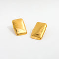 JOOLIM  High End 18K Gold Plated Smooth Shiny Polished Chunky Big Large Rectangle Stud Earrings Stainless Steel Jewelry for Wome
