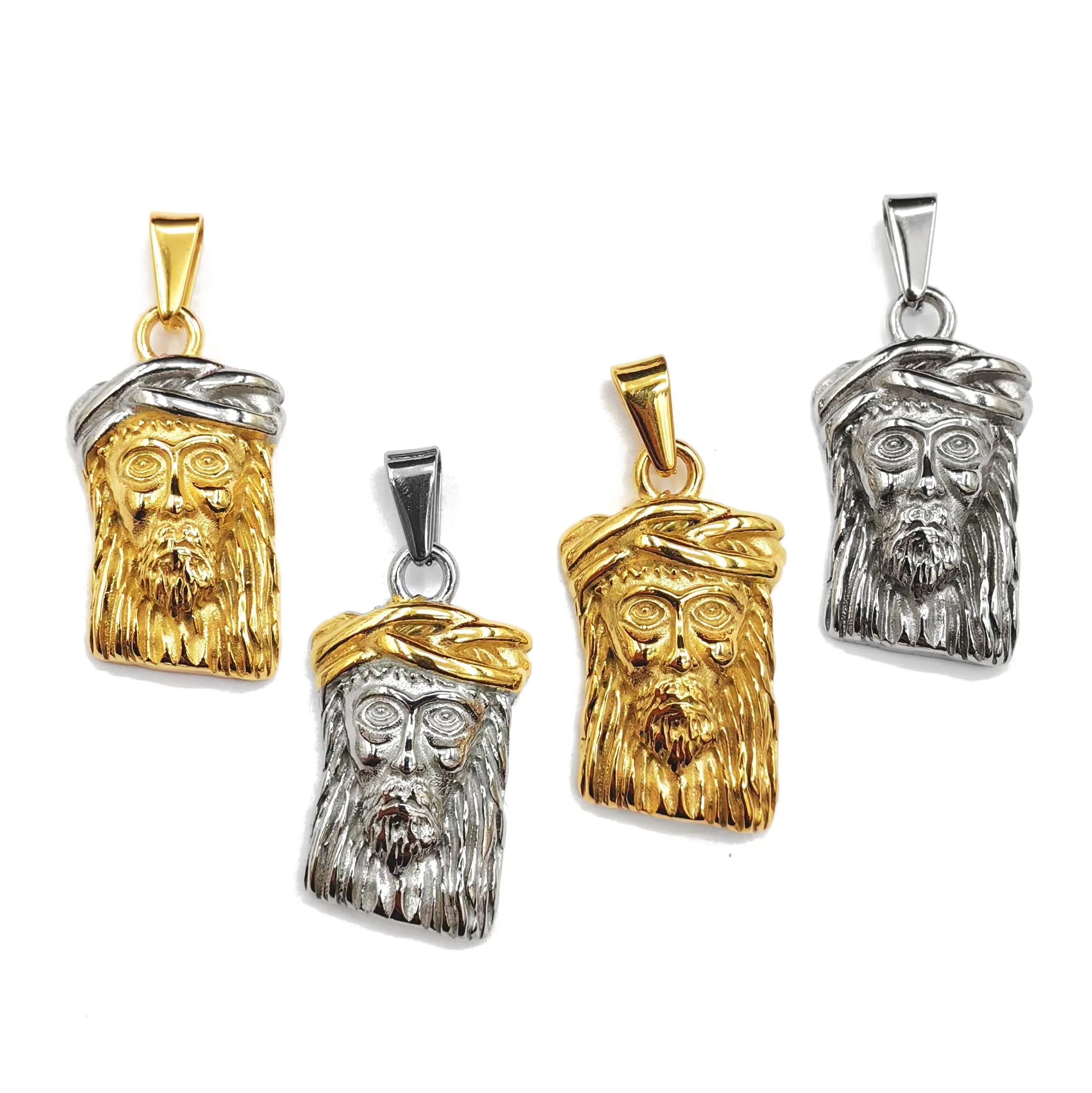 Punk Men Custom Jewelry Non Tarnish Jesus Piece Pendant Religious Stainless Steel Pvd Gold Plated Two Tone Pendant