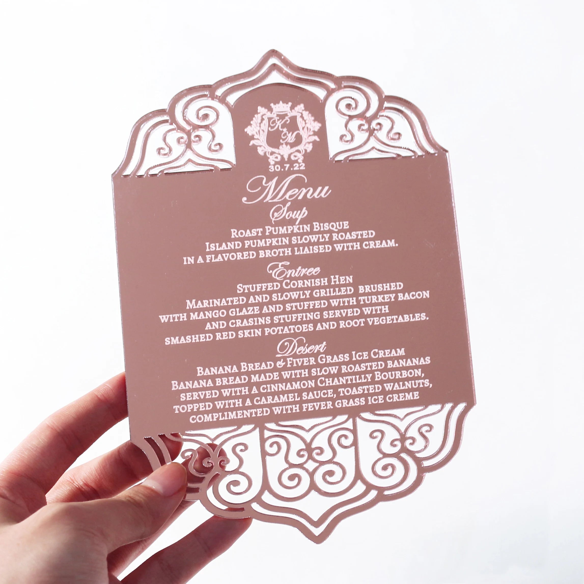 Elegant New Style Rose Gold Mirror Cards Laser Cut Acrylic Invitation for Wedding Birthday Reception