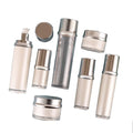 Custom Logo High-End Acrylic Pearl White Silver Cap Shoulder Bottle Jar Set for Skin Care Serum Cosmetics Packaging Container