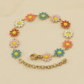 Creative Summer Stainless Steel 18K Gold Plated Classic Sunflower Daisy Statement Bracelet Unisex Jewelry
