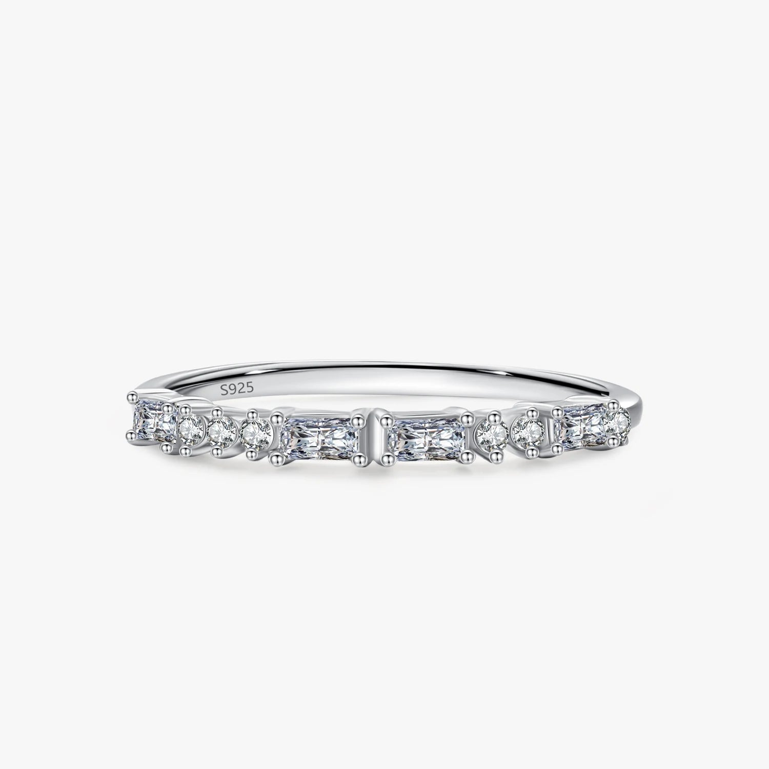 Ailmay New Style Fashion 925 Sterling Silver Simplicity Dazzling Rectangle CZ Stackable Rings for Women Statement Jewelry Gift