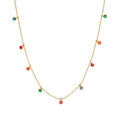 Hot Fashion Waterproof Choker Gold Plated Necklace Stones Crystal Geometric Round Colorful Zircon Charm Necklace