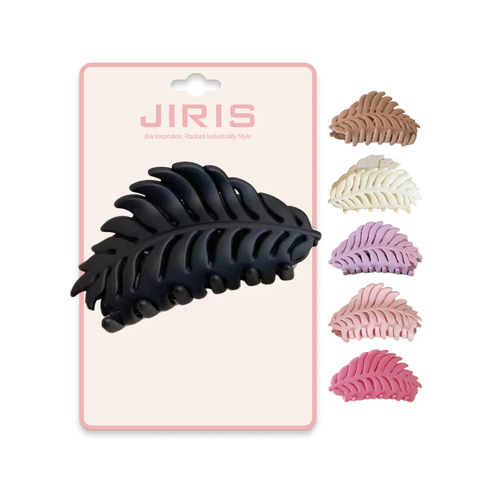 JIRIS Korean Matte Plastic Hair Clamps Clip Claw New Colors New Design Unique Leaf Shaped Claw Clip Women Hair Ponytail