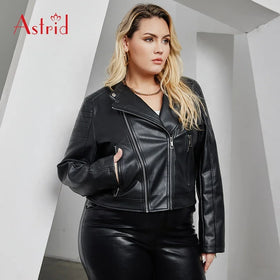Women's Leather Jacket Warm Fashion Short Windproof Jacket