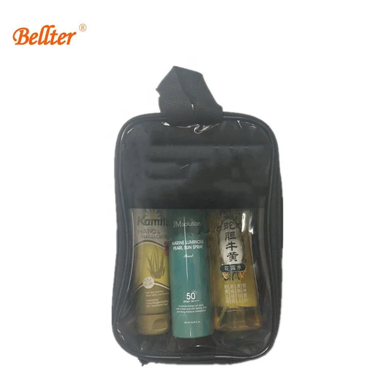 Clear Pockets Cosmetic Makeup Organizer Travel Kit Toiletry  Bag Transparent PVC Organizer Storage Bag
