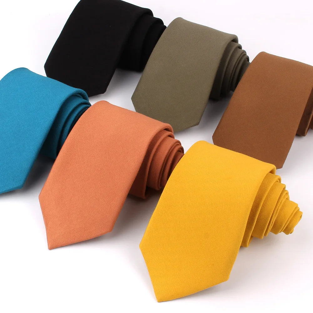 Cotton Neck Ties Pocket Square Set for Men Solid Color Tie for Wedding Business Suits Skinny Tie Slim Men Necktie Gravata Gifts
