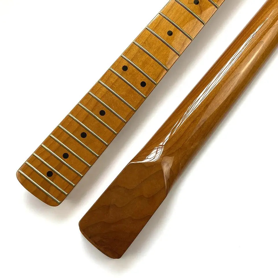 22 Frets Glossy Roasted Maple Neck ST Electric Guitar Neck with Bone Nut for Luthier Guitar
