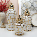 Modern Luxury Ceramic White Gold Vase Hand Engraved Ceramic Craft Flower Vase Home Ornaments