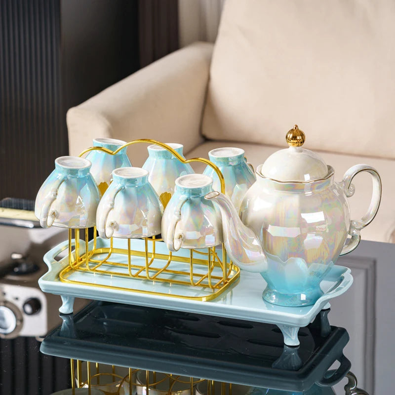 British Style Golden Porcelain Coffee Cup and Saucer Sets Cappuccino Ceramic Coffee Mugs Tea Cup Set