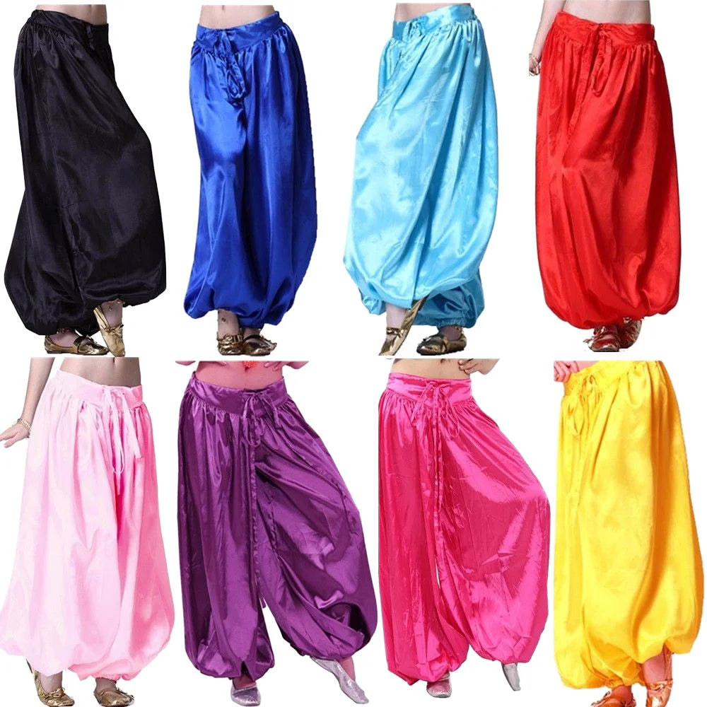 Satin Harem Pants Yoga Belly Dance Latern Pants Tribal Dancing Pants Trousers