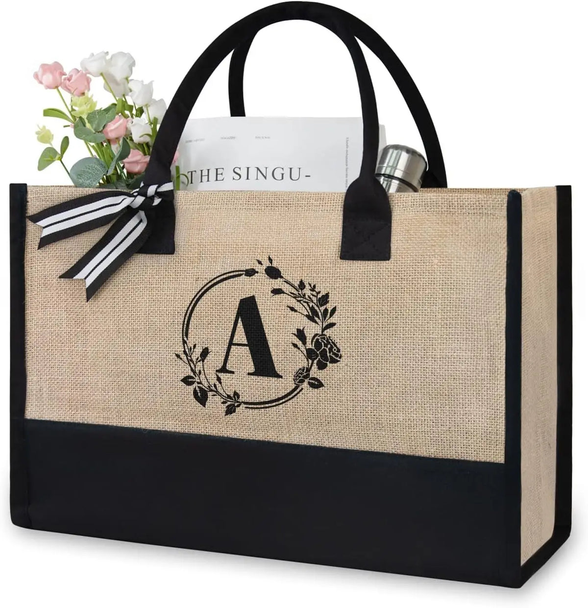 Recycled Custom Beach Pattern Canvas Jute Tote Shopping Bags Personalized Party Girls Trip Gifts with Cotton Handle Printed Logo