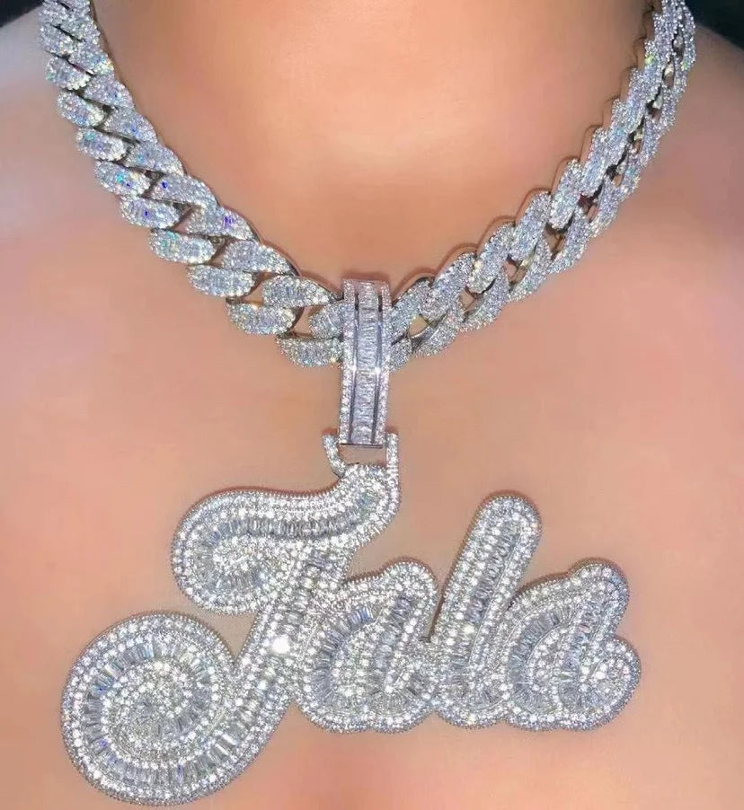 Diamond Custom Name Pendants Iced Out Filled Custom Name Necklace Jewelry Gold Plated Letter Necklace Customized Name Necklace