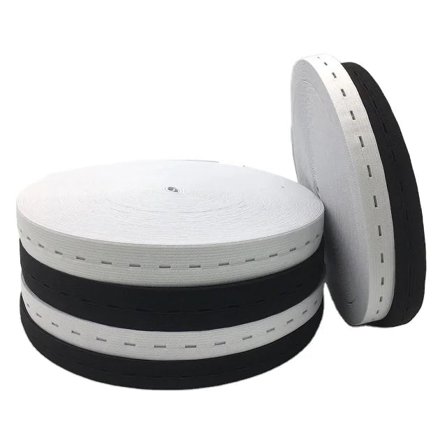 High Quality High Elastic Buttonhole Elastic Belt Customizable Manufacturer's Polyester/Nylon Material
