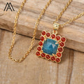 Exquisite Gold Necklace Healing Crystal Pendant Natural Gemstone Malachite Apatite Shell for Party Anniversary Jewelry Gift