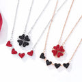 SC TikTok Hot Foldable Zircon Heart Necklace Jewelry Creative Stainless Steel Magnetic Four Leaf Clover Necklace for Women 2022