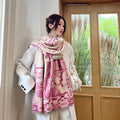 NewJacquard Elegant Double-Sided Warm Scarf for Women High-End Chinese Style Versatile Thick Shawl Korean Version Winter