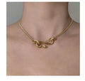 Hot Sales 18k Gold Plated Stainless Steel Simple Snake Dragon  Necklace for Woman
