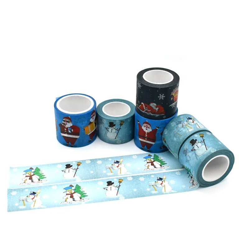 Custom Christmas Pattern Snow Washi Paper Tape Cute Die Cut Vinyl Adhesive Wide Japan Style Christmas Decorative Tape