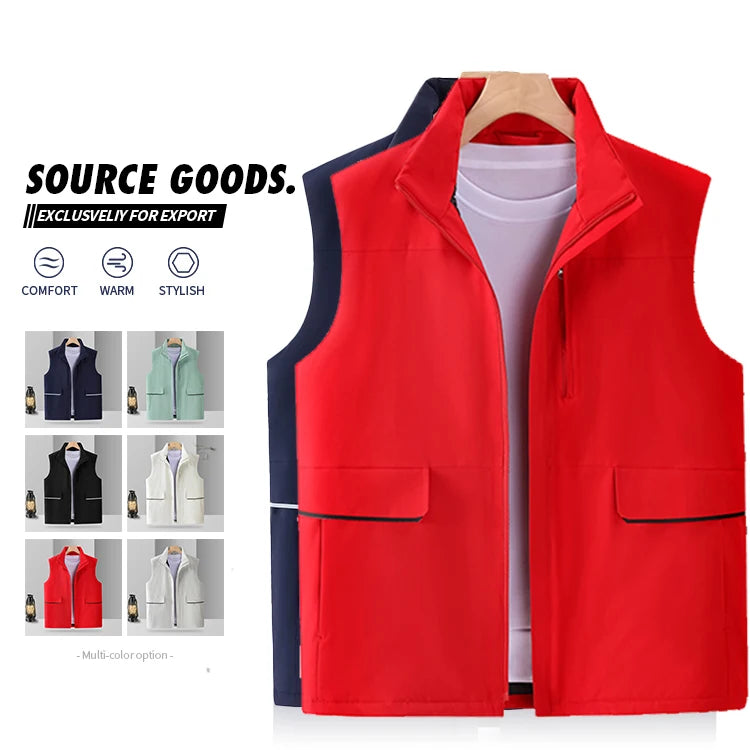 Super Custom Excellent Winter Down Cotton Vest Men's Stand Collar Outdoor Waistcoat for Casual