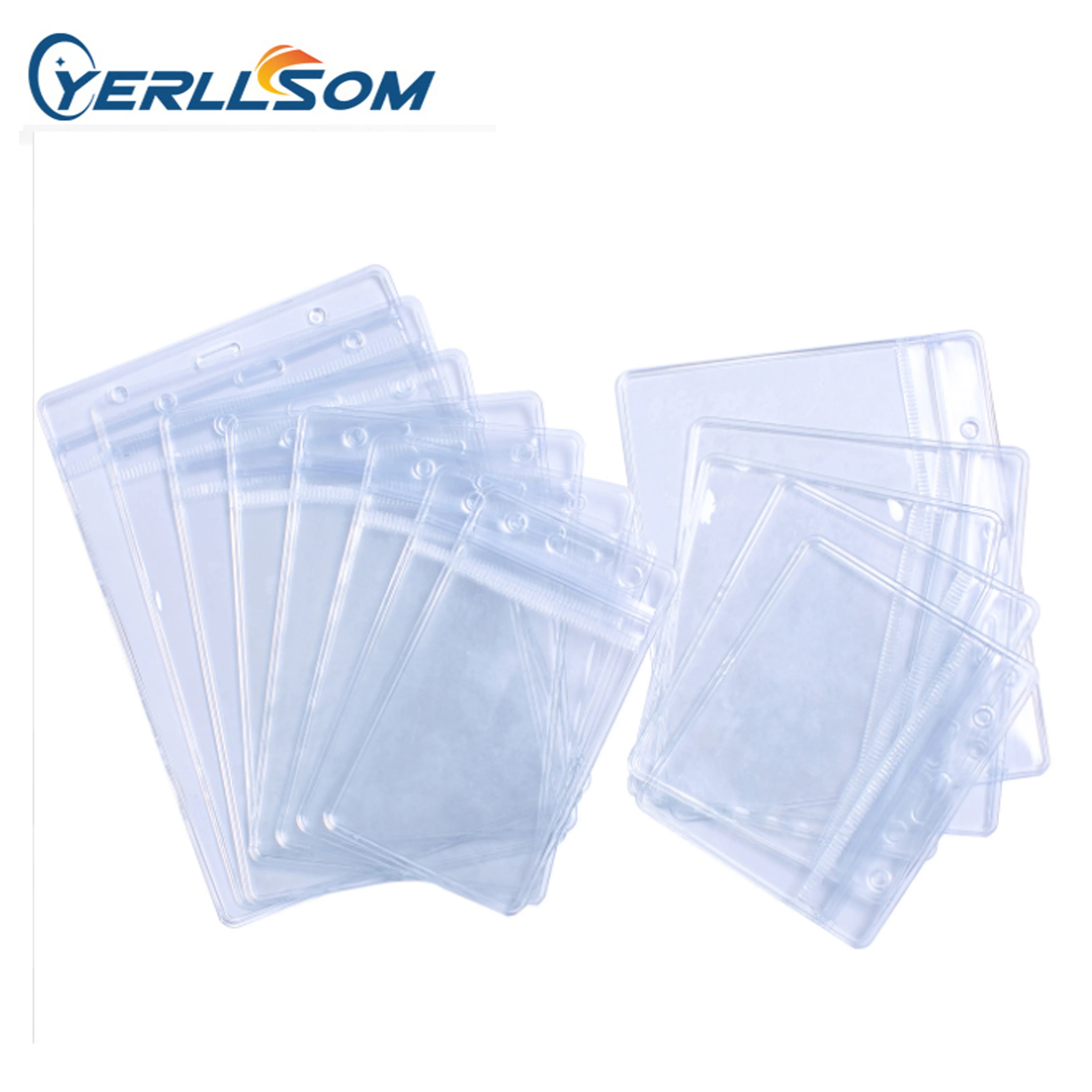 Wholesale Cheap Fashionable Clear Vinyl PVC Vertical Resealable Waterproof Id Card Badge Holder for Lanyards Back to School