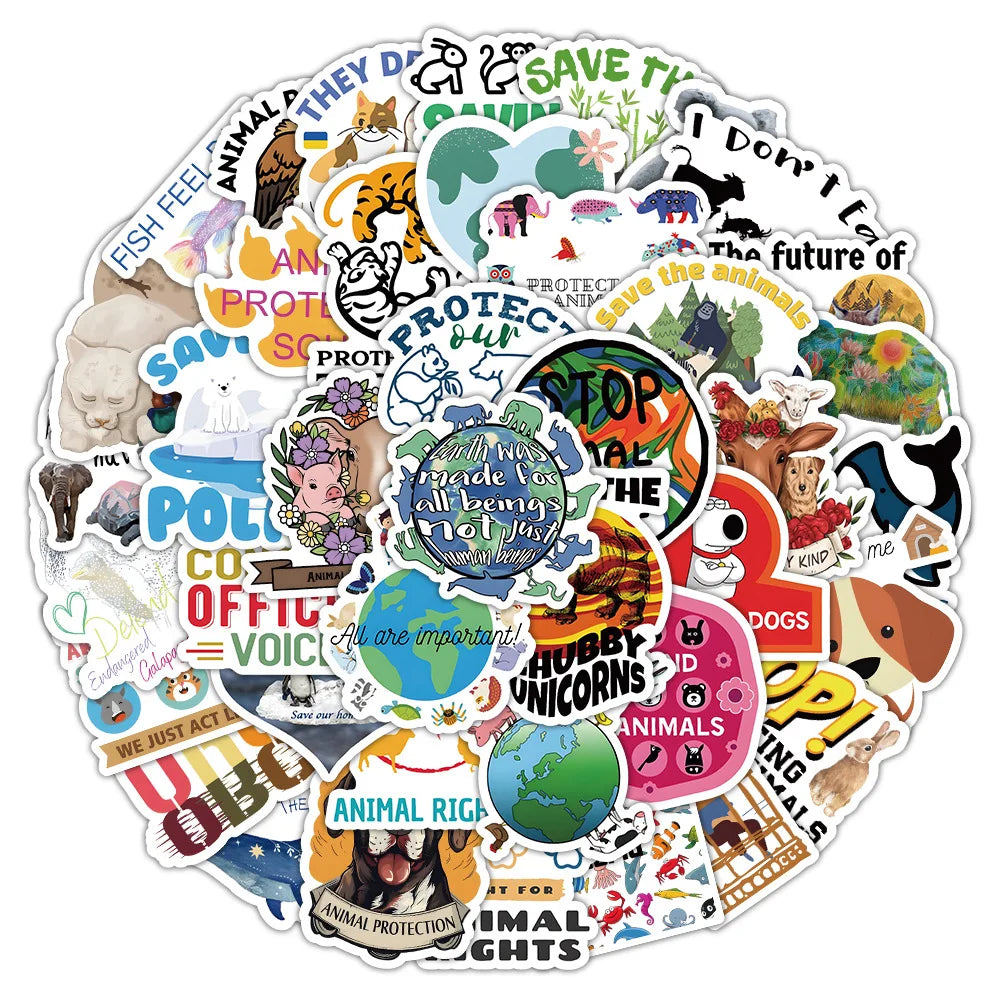 50PCS Plant Animals Earth Save Green Environment protection Sticker