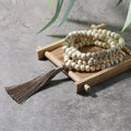 Ethnic Retro Handmade Long Tassel Natural Wooden Bead Necklace for Men Women