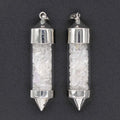 HZ Newest Accessories Natural clear Quartz Gravel Bullet-shaped Wishing Bottle Spirit Pendulum Drifting Bottle Pendant Gem Stones